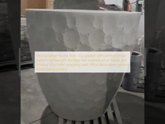 নিরপেক্ষ বেজ বৃত্তাকার ফাইবার কাদামাটি রোপণকারী উল্লম্ব রেখাচিত্রের সাথে হালকা ওজনের টেকসই স্বল্প রক্ষণাবেক্ষণ ফুলের পাত্র ছুটির দিন ভিলা হোটেল শপিংমল অফিস সজ্জা বাগান উদ্যান প্রকল্প