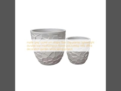 ম্যাট ধূসর গোলাকার কলস-আকৃতির ফাইবার ক্লে প্ল্যান্টার, হালকা ওজনের, টেকসই, কম রক্ষণাবেক্ষণযোগ্য ফুলের টব, হলিডে ভিলা অফিস সজ্জা, বাগান ল্যান্ডস্কেপিং প্রকল্প