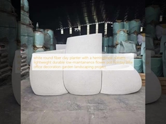 একটি হেরিংবোন প্যাটার্ন সঙ্গে সাদা বৃত্তাকার ফাইবার মাটি planter হালকা ওজন টেকসই কম রক্ষণাবেক্ষণ ফুল পাত্র ছুটির দিন ভিলা অফিস প্রসাধন বাগান উদ্যান প্রকল্প