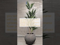 ধূসর টেক্সচারযুক্ত গোলাকার ফাইবার ক্লে প্ল্যান্টার, প্রাকৃতিক পাথরের মতো নকশা, হালকা ওজনের, টেকসই, কম রক্ষণাবেক্ষণযোগ্য ফুলের টব, হলিডে ভিলা অফিস সজ্জা, বাগান ল্যান্ডস্কেপিং প্রকল্প