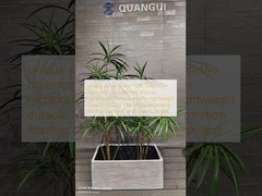 অনন্য সাদা ফুলের টব: স্বতন্ত্র অনুভূমিকভাবে স্তূপীকৃত-রিং টেক্সচার আয়তক্ষেত্রাকার ফাইবারক্লে প্ল্যান্টার হালকা ওজনের টেকসই ছুটির ভিলা অফিস সজ্জা রুফটপ গার্ডেন ল্যান্ডস্কেপিং প্রকল্প