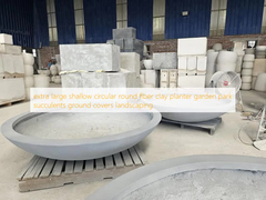 অতিরিক্ত বড় অগভীর বৃত্তাকার গোলাকার ফাইবার কাদামাটি রোপণকারী বাগান পার্ক succulents মাটি আবরণ উদ্যান