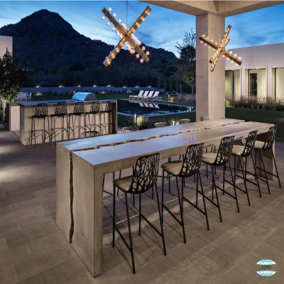 কেনা সমসাময়িক আবহাওয়া প্রতিরোধী আউটডোর ফাইবার সিমেন্ট কংক্রিট ডাইনিং Tbale স্ট্রং পা দিয়ে সেট online manufacture