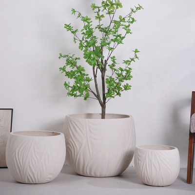 কেনা neutral beige round fiber clay planter online manufacture