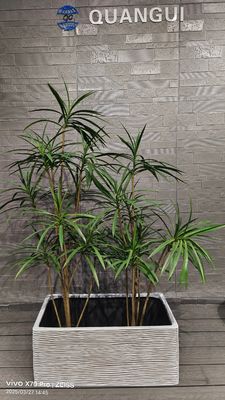 কেনা অনন্য সাদা ফুলের পাত্র অনুভূমিক স্ট্যাকড-রিং আয়তক্ষেত্রাকার ফাইবারক্লি গার্ডেন ল্যান্ডস্কেপিং প্রকল্প online manufacture