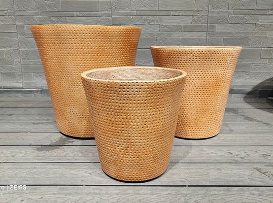 ক্ষুদ্র বোনা ফ্যাব্রিক উষ্ণ মাটির বাদামী রঙ টেক্সচারযুক্ত বিন্দুযুক্ত প্যাটার্ন গোলাকার ফাইবার ক্লে পাত্র